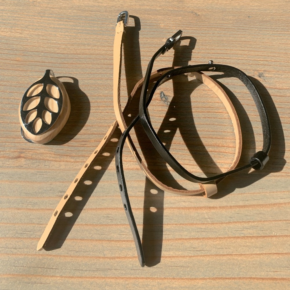 BellaBeat leaf & bracelet leather bands - black and tan